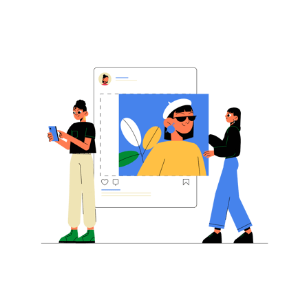 Flat Illustration of Photo Sharing on Social Media Platform