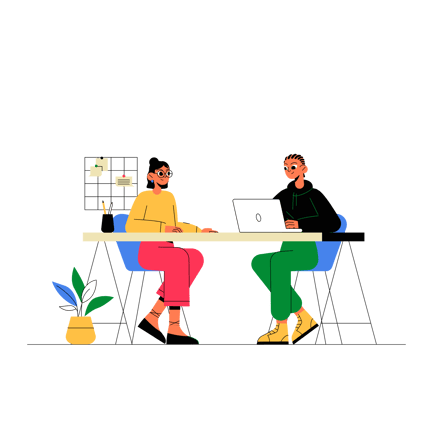 Colleagues Discussing Work at Office Desk