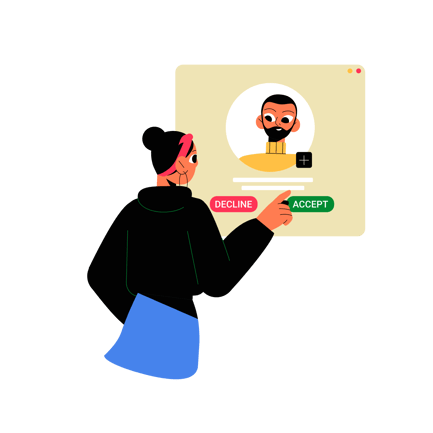 Accepting a Friend Request Illustration