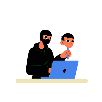 Hacker with Mask Stealing Personal Data