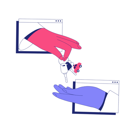 Online Car Rental Handover Illustration