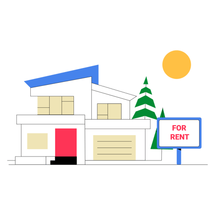 House for Rent Flat Illustration
