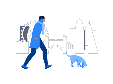 Man Walking His Dog in London
