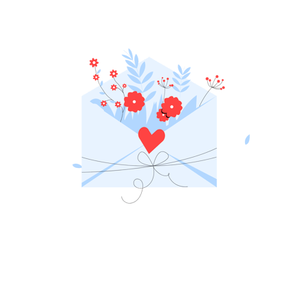 Flowers in Envelope Duotone Illustration