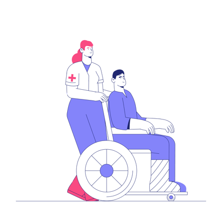 Nurse Assisting Patient in Wheelchair Illustration