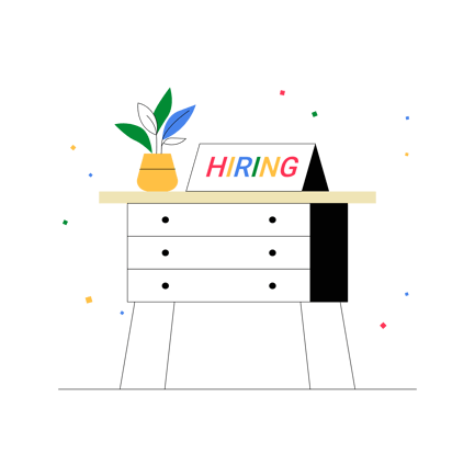 Hiring Sign on Desk Illustration