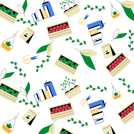 Seamless Urban Gardening Elements Animated Pattern