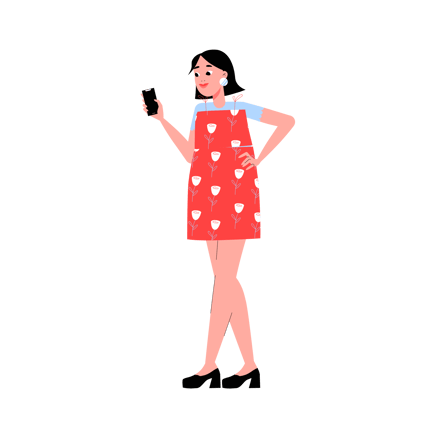 Casual Woman Browsing on Smartphone Animation