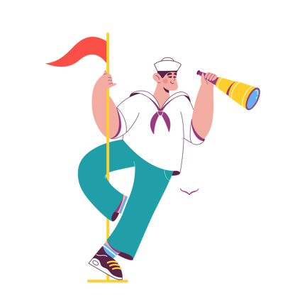 Sailor Looking Through Telescope off the Mast