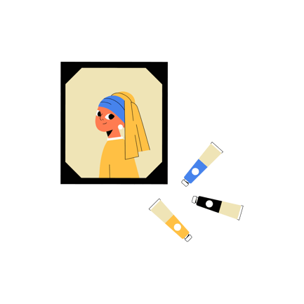 Girl with a Pearl Earring Flat Illustration