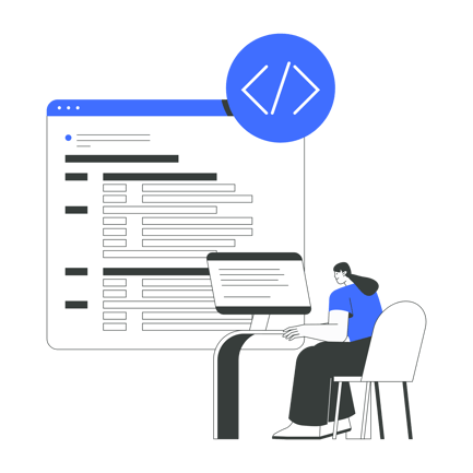 Abbildung einer Frau, die Software programmiert