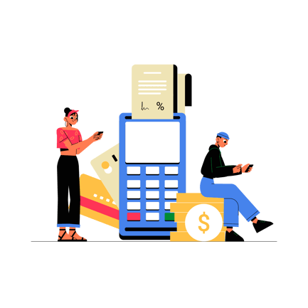 Payment Declined Illustration with People and Terminal