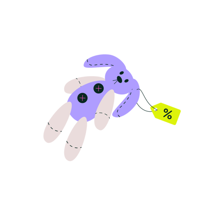 Conejito de peluche con etiqueta
