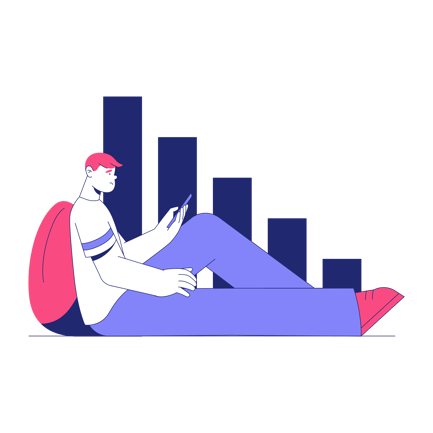 Crypto Downturn Illustration with Sad Man and Falling Graph