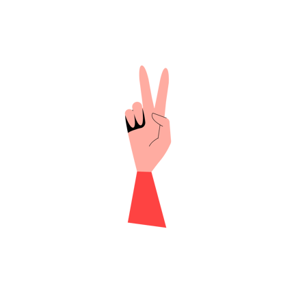 Duotone Hand with Peace Gesture Illustration