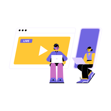 Ilustración de aprendizaje entre pares en duotono