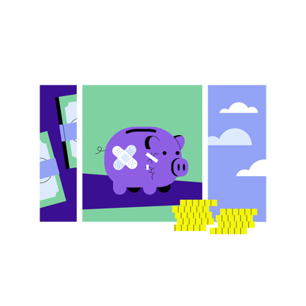 Economic Recovery Illustration with Piggy Bank