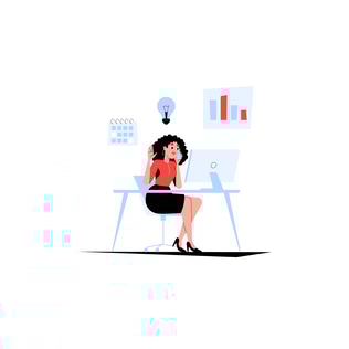 Businesswoman Working at Her Desk Illustration