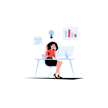 Businesswoman Working at Her Desk Illustration