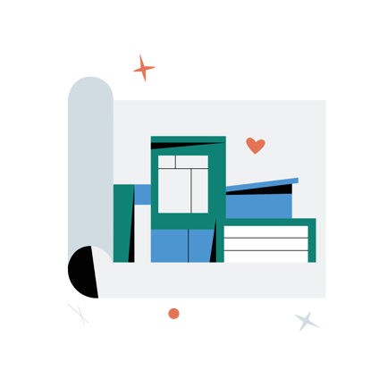 City Map Flat Illustration of a Modern House