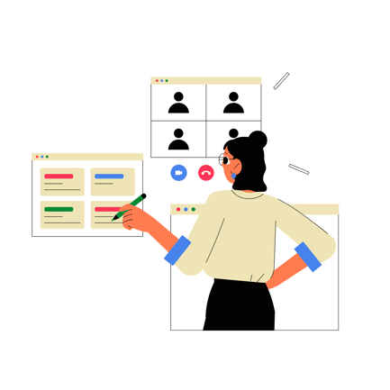 Businesswoman in Online Meeting Flat Illustration