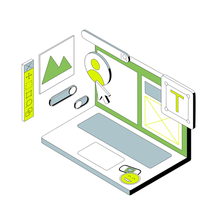 Laptop With Web Design Application