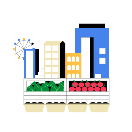 Urban Grocery Shopping and Fresh Produce Animation
