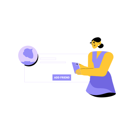Duotone Illustration of Adding a Friend on Social Media