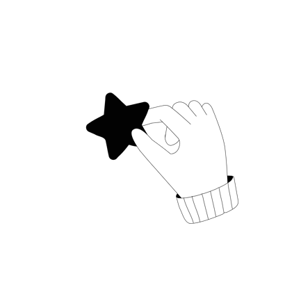 Hand Holding a Star Line Art Illustration