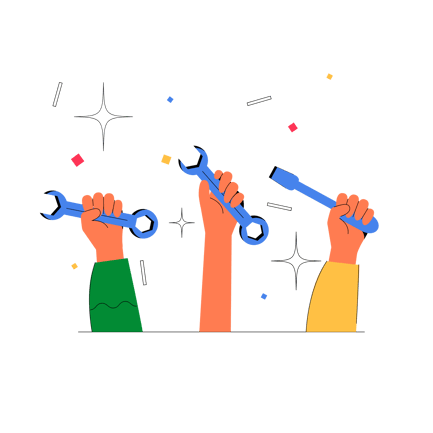 Engineering Power: Hands Holding Wrenches Animation