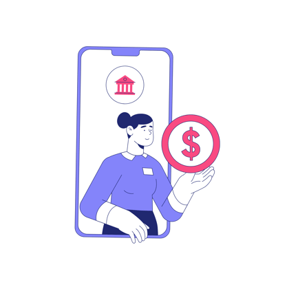 Loan Officer Giving Advice from Smartphone Illustration