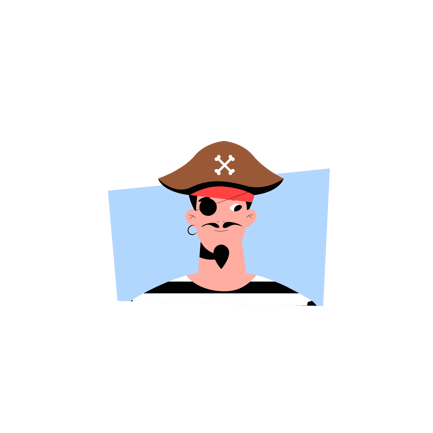 Duotone Pirate Character Illustration in the Ocean