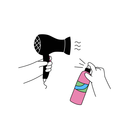 Hairdryer and Spray Cartoon Style Illustration