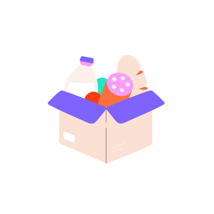 Grocery Box Cartoon Illustration
