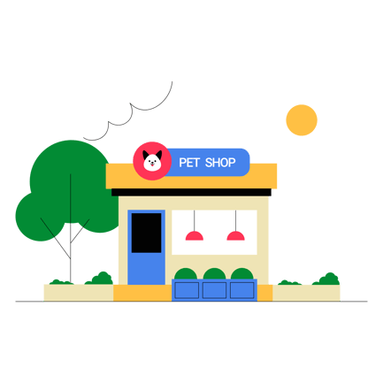 Flat Illustration of a Pet Shop Building