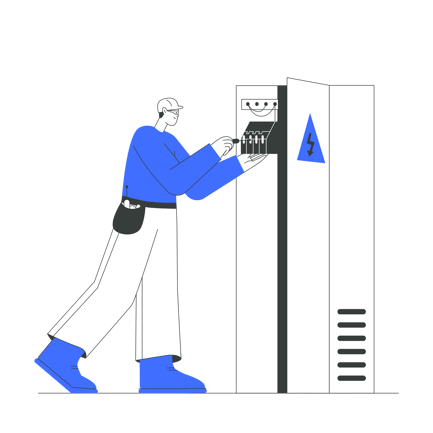 Electrician Repairing Electrical Service Box Illustration