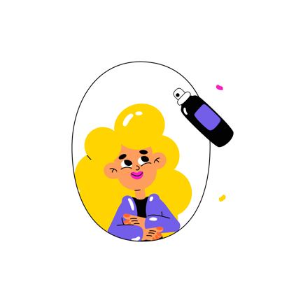 Woman Using Hairspray in Workplace Animation