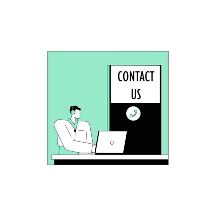 Illustration of a Person Working at a Contact Us Desk