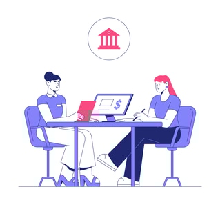 Bank Service Consultation Duotone Illustration