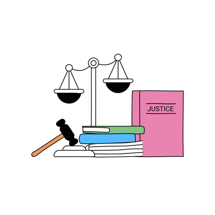 Legal Services Illustration with Scales and Gavel