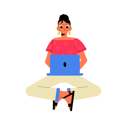 Woman Using Laptop While Sitting