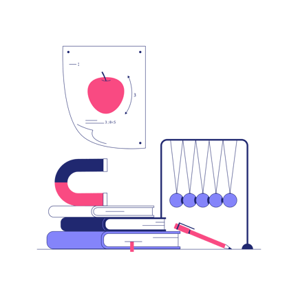 Physics Illustration with Magnet and Newton'S Cradle