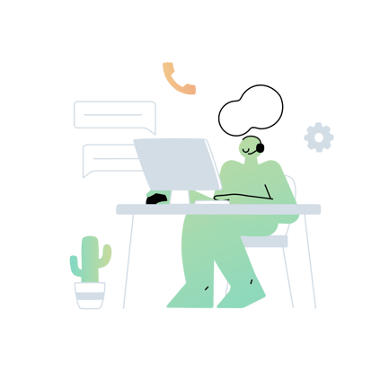 Online Customer Support Agent at Desk