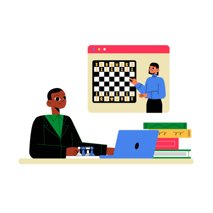 Online Chess Class Illustration