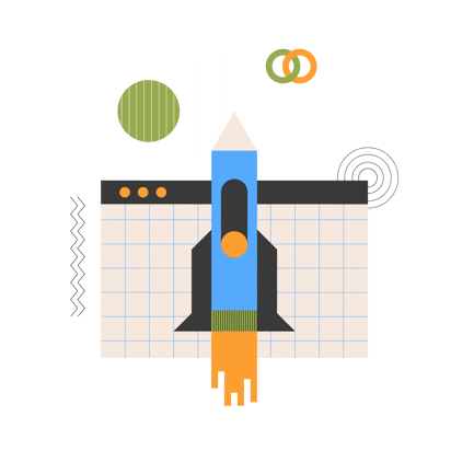 Geometric Rocket Launch from Website Illustration