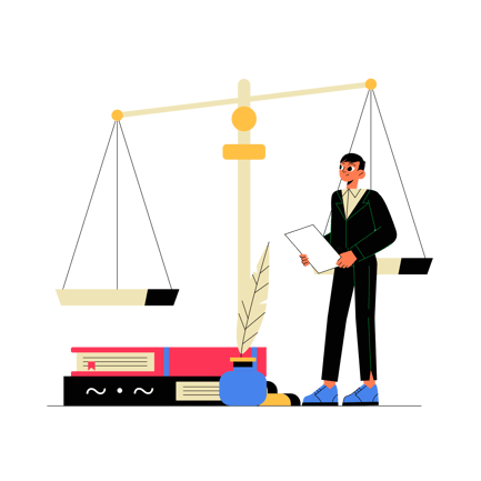 Lawyer with Scales of Justice Illustration