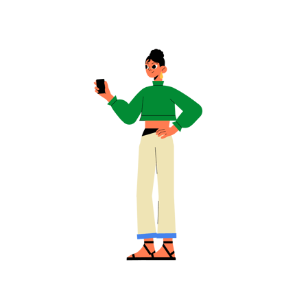 Animated Person Holding Mobile Phone