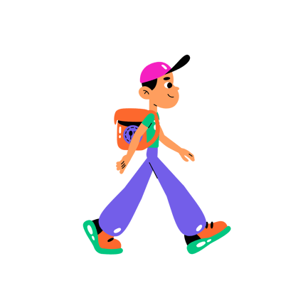 Cartoon Character Food Delivery on Foot Illustration