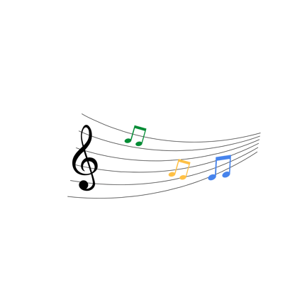 Colorful Musical Notes on Staff Illustration