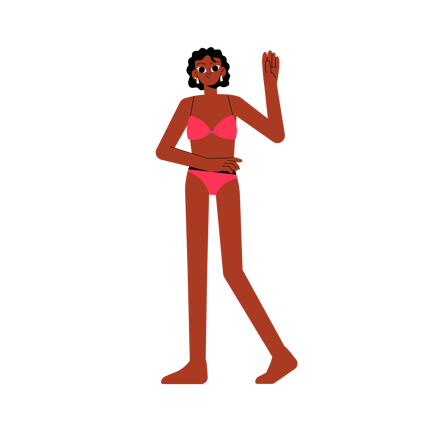 African American Woman Waving in Bikini Animation
